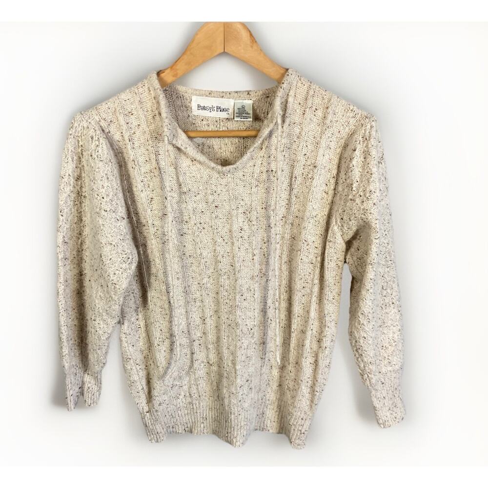 Patsy’s Place Silk Angora Blend Sweater Women’s M Labeled L Vintage 3/4 Sleeve